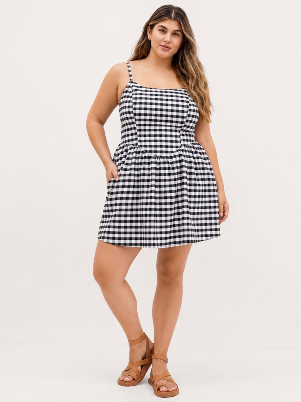 NWT City Chic Rena Mini Plus Size Dress in Black Gingham Size 20
